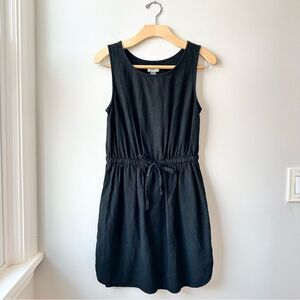 Old Navy Linen Knee Length Sleeveless Waist Tie Black Dress Small